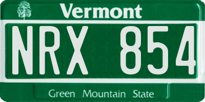 VT license plate NRX854