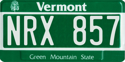 VT license plate NRX857