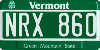 VT license plate NRX860