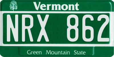 VT license plate NRX862