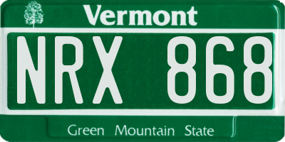 VT license plate NRX868