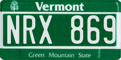 VT license plate NRX869