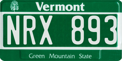 VT license plate NRX893