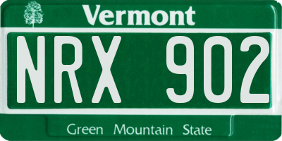 VT license plate NRX902