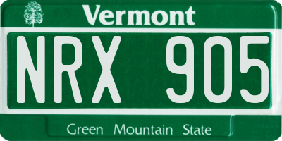 VT license plate NRX905