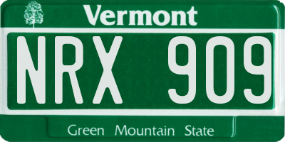 VT license plate NRX909