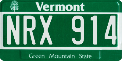 VT license plate NRX914