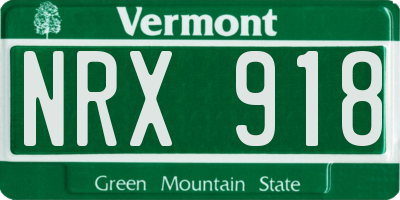 VT license plate NRX918