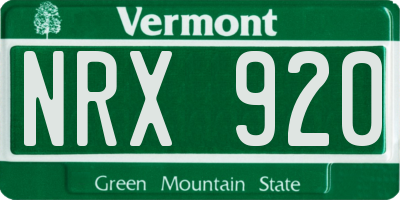 VT license plate NRX920