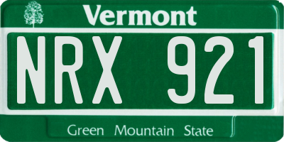 VT license plate NRX921