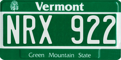 VT license plate NRX922