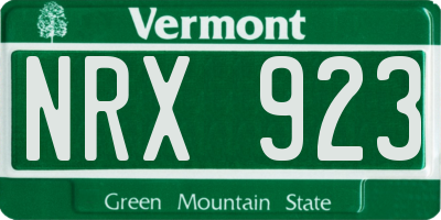 VT license plate NRX923