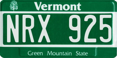 VT license plate NRX925