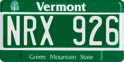 VT license plate NRX926