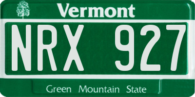 VT license plate NRX927