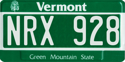 VT license plate NRX928