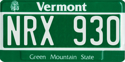 VT license plate NRX930