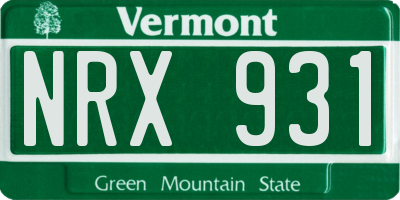 VT license plate NRX931
