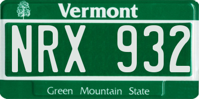 VT license plate NRX932