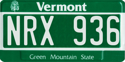 VT license plate NRX936