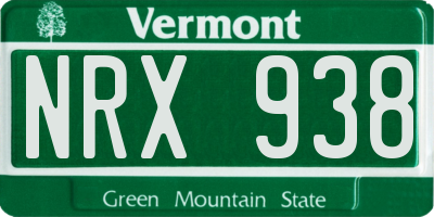 VT license plate NRX938