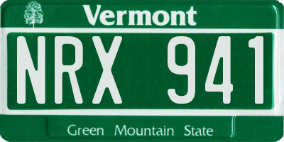 VT license plate NRX941