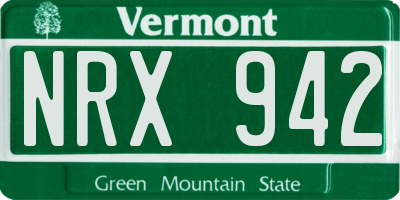 VT license plate NRX942