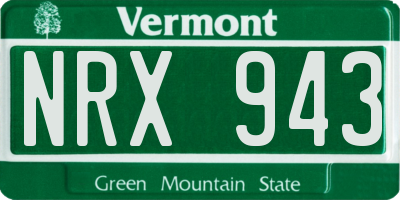 VT license plate NRX943
