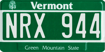 VT license plate NRX944