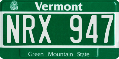 VT license plate NRX947