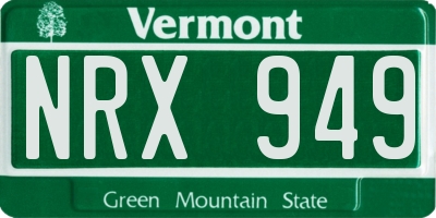 VT license plate NRX949