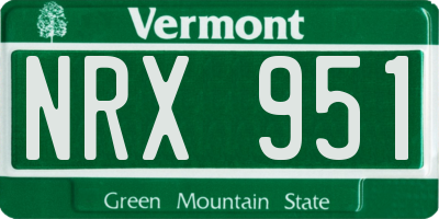 VT license plate NRX951