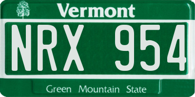 VT license plate NRX954