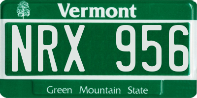 VT license plate NRX956