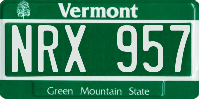 VT license plate NRX957