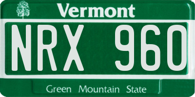 VT license plate NRX960