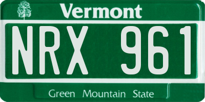 VT license plate NRX961