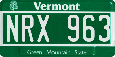 VT license plate NRX963