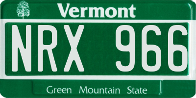 VT license plate NRX966