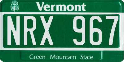 VT license plate NRX967