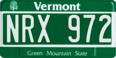 VT license plate NRX972