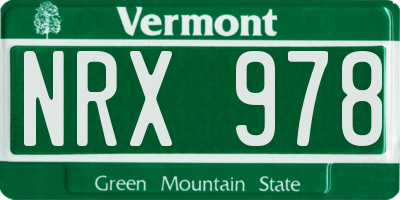 VT license plate NRX978