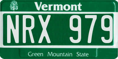 VT license plate NRX979