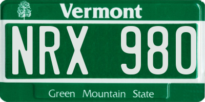 VT license plate NRX980