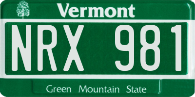 VT license plate NRX981