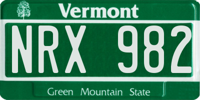 VT license plate NRX982