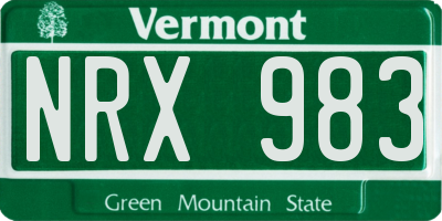 VT license plate NRX983