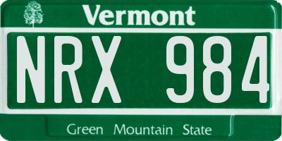 VT license plate NRX984