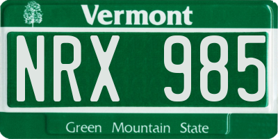 VT license plate NRX985