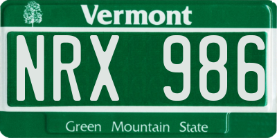VT license plate NRX986